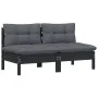 2-seater garden sofa with anthracite gray pine wood cushions by vidaXL, Outdoor sofas - Ref: Foro24-3095996, Price: 186,98 €,...