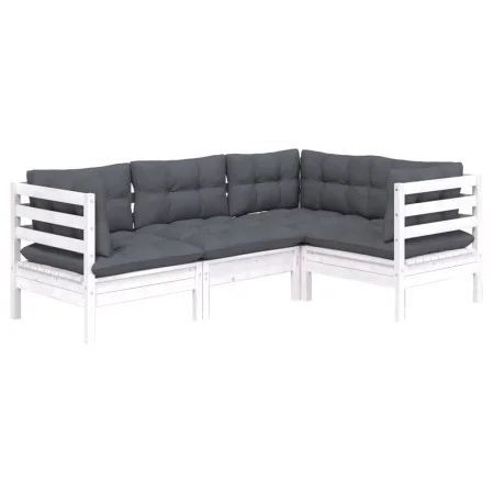4 Stk. Gartenmöbel mit Kissen aus weißem Kiefernholz von vidaXL, Gartensets - Ref: Foro24-3096371, Preis: 399,12 €, Rabatt: %