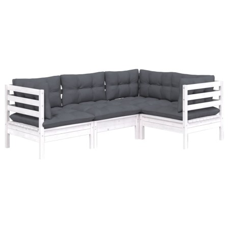 4 Stk. Gartenmöbel mit Kissen aus weißem Kiefernholz von vidaXL, Gartensets - Ref: Foro24-3096371, Preis: 404,37 €, Rabatt: %