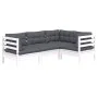 4 Stk. Gartenmöbel mit Kissen aus weißem Kiefernholz von vidaXL, Gartensets - Ref: Foro24-3096371, Preis: 399,12 €, Rabatt: %