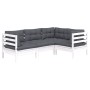 4 Stk. Gartenmöbel mit Kissen aus weißem Kiefernholz von vidaXL, Gartensets - Ref: Foro24-3096371, Preis: 404,37 €, Rabatt: %