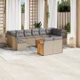 Set de sofás de jardín y cojines 13 pzas ratán sintético beige