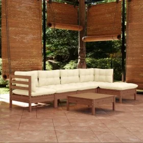 Garden furniture set 6 pieces with pine wood cushions in honey brown. by vidaXL, Garden sets - Ref: Foro24-3096367, Price: 54...