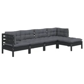 Garden furniture 5 pieces with black pine wood cushions by vidaXL, Garden sets - Ref: Foro24-3096362, Price: 451,43 €, Discou...