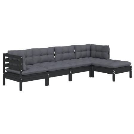 Garden furniture 5 pieces with black pine wood cushions by vidaXL, Garden sets - Ref: Foro24-3096362, Price: 457,45 €, Discou...