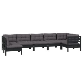 Gartenmöbel 7-teilig mit Kissen aus schwarzem Kiefernholz von vidaXL, Gartensets - Ref: Foro24-3096434, Preis: 676,14 €, Raba...