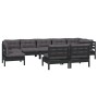 9 Stk. Gartenmöbel und Kissen aus massivem Kiefernholz schwarz von vidaXL, Gartensets - Ref: Foro24-3096482, Preis: 901,39 €,...