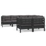 7 Stk. Gartenmöbel und Kissen aus massivem Kiefernholz schwarz von vidaXL, Gartensets - Ref: Foro24-3096494, Preis: 684,82 €,...
