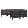 7 Stk. Gartenmöbel und Kissen aus massivem Kiefernholz schwarz von vidaXL, Gartensets - Ref: Foro24-3096494, Preis: 684,82 €,...