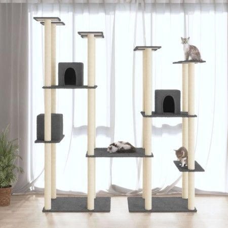 Kratzbaum für Katzen mit dunkelgrauen Sisalpfosten 174 cm von vidaXL, Katzenmöbel - Ref: Foro24-171535, Preis: 148,18 €, Raba...