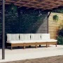 4-seater garden sofa with solid cream pine wood cushions by vidaXL, Outdoor sofas - Ref: Foro24-3096127, Price: 307,36 €, Dis...