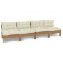 4-seater garden sofa with solid cream pine wood cushions by vidaXL, Outdoor sofas - Ref: Foro24-3096127, Price: 311,53 €, Dis...