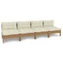 4-seater garden sofa with solid cream pine wood cushions by vidaXL, Outdoor sofas - Ref: Foro24-3096127, Price: 307,36 €, Dis...
