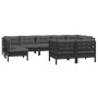 9 Stk. Gartenmöbel und Kissen aus massivem Kiefernholz schwarz von vidaXL, Gartensets - Ref: Foro24-3096530, Preis: 905,99 €,...