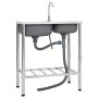 Fregadero de camping doble seno y grifo acero inoxidable