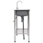 Fregadero de camping doble seno y grifo acero inoxidable
