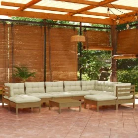 Garden furniture 10 pieces and cushions honey brown pine wood by vidaXL, Garden sets - Ref: Foro24-3096716, Price: 900,00 €, ...