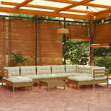 Garden furniture 10 pieces and cushions honey brown pine wood by vidaXL, Garden sets - Ref: Foro24-3096716, Price: 900,00 €, ...