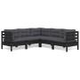 Gartenmöbel 5-teilig mit schwarzen Kissen aus massivem Kiefernholz von vidaXL, Gartensets - Ref: Foro24-3096675, Preis: 485,5...