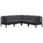 Gartenmöbel 5-teilig mit schwarzen Kissen aus massivem Kiefernholz von vidaXL, Gartensets - Ref: Foro24-3096675, Preis: 479,1...