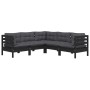 Gartenmöbel 5-teilig mit schwarzen Kissen aus massivem Kiefernholz von vidaXL, Gartensets - Ref: Foro24-3096675, Preis: 485,5...