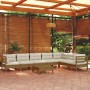 Muebles de jardín 8 pzas y cojines madera de pino marrón miel