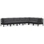 Muebles de jardín 7 pzas y cojines negro madera maciza de pino de vidaXL, Conjuntos de jardín - Ref: Foro24-3096699, Precio: ...