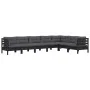 Muebles de jardín 7 pzas y cojines negro madera maciza de pino de vidaXL, Conjuntos de jardín - Ref: Foro24-3096699, Precio: ...