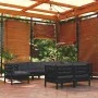 9 Stk. Gartenmöbel und Kissen aus massivem Kiefernholz schwarz von vidaXL, Gartensets - Ref: Foro24-3096771, Preis: 881,32 €,...