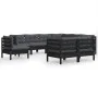 9 Stk. Gartenmöbel und Kissen aus massivem Kiefernholz schwarz von vidaXL, Gartensets - Ref: Foro24-3096771, Preis: 881,32 €,...