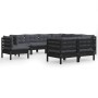 9 Stk. Gartenmöbel und Kissen aus massivem Kiefernholz schwarz von vidaXL, Gartensets - Ref: Foro24-3096771, Preis: 905,99 €,...