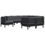 9 Stk. Gartenmöbel und Kissen aus massivem Kiefernholz schwarz von vidaXL, Gartensets - Ref: Foro24-3096771, Preis: 881,32 €,...