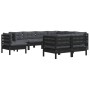 9 Stk. Gartenmöbel und Kissen aus massivem Kiefernholz schwarz von vidaXL, Gartensets - Ref: Foro24-3096771, Preis: 905,99 €,...