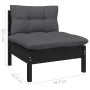 9 Stk. Gartenmöbel und Kissen aus massivem Kiefernholz schwarz von vidaXL, Gartensets - Ref: Foro24-3096771, Preis: 881,32 €,...