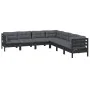 Garden furniture 7 pieces and cushions black solid pine wood by vidaXL, Garden sets - Ref: Foro24-3096795, Price: 657,37 €, D...
