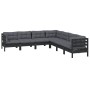 Gartenmöbel 7-teilig und Kissen aus schwarzem massivem Kiefernholz von vidaXL, Gartensets - Ref: Foro24-3096795, Preis: 676,1...