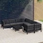 Muebles de jardín 9 pzas y cojines negro madera de pino de vidaXL, Conjuntos de jardín - Ref: Foro24-3096981, Precio: 877,06 ...
