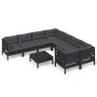 Muebles de jardín 9 pzas y cojines negro madera de pino de vidaXL, Conjuntos de jardín - Ref: Foro24-3096981, Precio: 877,06 ...