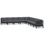 Garden furniture 9 pieces and cushions black solid pine wood by vidaXL, Garden sets - Ref: Foro24-3096819, Price: 875,98 €, D...
