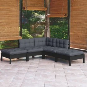 Garden furniture 5 pieces with black pine wood cushions by vidaXL, Garden sets - Ref: Foro24-3096314, Price: 422,12 €, Discou...