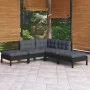 Muebles de jardín 5 pzas con cojines negro madera de pino de vidaXL, Conjuntos de jardín - Ref: Foro24-3096314, Precio: 422,1...