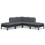 Gartenmöbel 5-teilig mit Kissen aus schwarzem Kiefernholz von vidaXL, Gartensets - Ref: Foro24-3096314, Preis: 433,98 €, Raba...