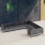 9 Stk. Gartenmöbel und Kissen aus grauem Kiefernholz von vidaXL, Gartensets - Ref: Foro24-3096985, Preis: 803,15 €, Rabatt: %