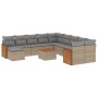 Set de sofás de jardín 12 pzas y cojines ratán sintético marrón