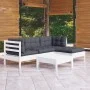 Gartenmöbel 5-teilig mit Kissen aus weißem Kiefernholz von vidaXL, Gartensets - Ref: Foro24-3096353, Preis: 414,91 €, Rabatt: %