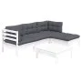 Garden furniture 5 pieces with white pine wood cushions by vidaXL, Garden sets - Ref: Foro24-3096353, Price: 414,91 €, Discou...