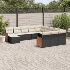 Set de sofás de jardín 12 piezas cojines ratán sintético negro en Conjuntos de jardín | Comprar online en Foro24