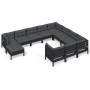 Muebles de jardín 11 pzas y cojines negro madera de pino de vidaXL, Conjuntos de jardín - Ref: Foro24-3097047, Precio: 805,65 €