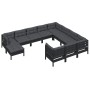 Muebles de jardín 11 pzas y cojines negro madera de pino de vidaXL, Conjuntos de jardín - Ref: Foro24-3097047, Precio: 805,65 €