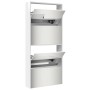 Mueble zapatero con espejo 4 niveles blanco brillo 63x17x134 cm